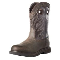Ariat MEN`S GROUNDWORK PULL-ON H2O DARK BROWN 11` BITTER BROWN TOP SOFT TOE