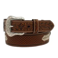 Mens Arrow Rawhide Cross Concho Belt