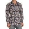 Men's Rock N Roll Red Horizontal Aztec Snap Shirt