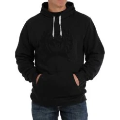 Cinch Men's Black On Black Logo Hooded Sweatshirt