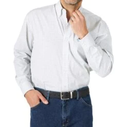 Wrangler Men's George Strait Sea Blue Printed Long Sleeve Buttondown