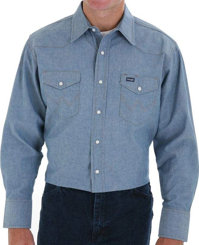 Wrangler Men's Chambray Snap Work Shirt 1 Wrangler Men's Chambray Snap Work Shirt