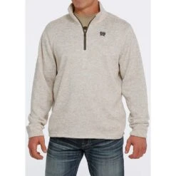 Cinch Men's Cream Quarter Zip Sweater Knit Pullover