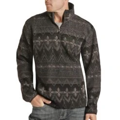 Rock N Roll Cowboy Men's 1/4 Zip Aztec Printed Berber Pullover