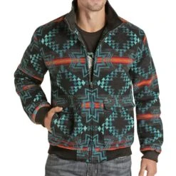 Rock & Roll Denim Men's Heavy Jacquard Cotton Aztec Bomber Coat