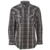 Cowboy Legend Men's Grey Plaid Long Sleeve Snap Shirt
