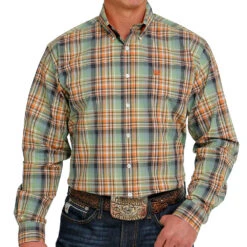 Cinch Men's Multi Color Plaid Long Sleeve Button Down