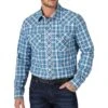 Wrangler Men's Retro Long Sleeve Sawtooth Pocket Plaid Snap Shirt