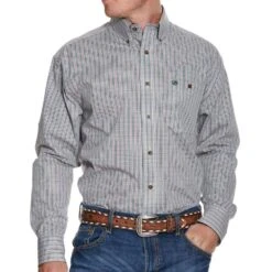 Wrangler Men's Geometric Print Long Sleeve Western Shirt