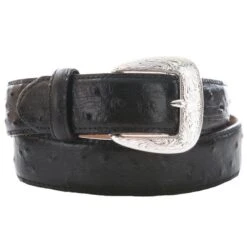 Men's Tony Lama Black Ostrich Dress Belt