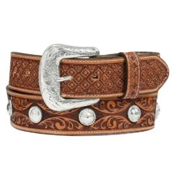 Men 1 1/2 Tan Silver Valley Belt