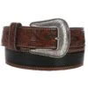 Men's Gator Tooled Brown And Black Belt