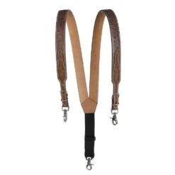 Men's M&F Western Gallus Ostrich Print Tan Suspenders