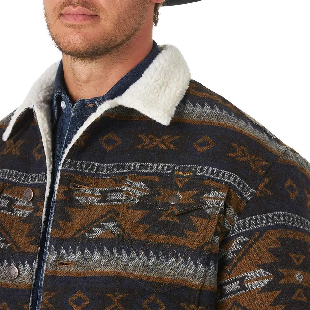 Wrangler Men's Whiskey Jacquard Sherpa Lined Jacket 2 Wrangler Men's Whiskey Jacquard Sherpa Lined Jacket - Image 2