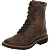 Justin Boot Company Mens Rugged Tan Steel Toe Lace Up Work Boots