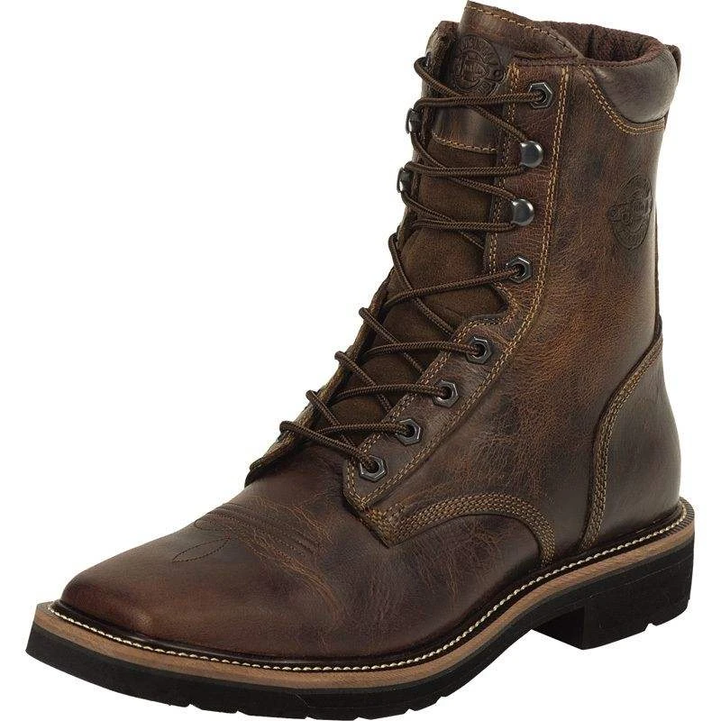 Justin Boot Company Mens Rugged Tan Steel Toe Lace Up Work Boots 1 Justin Boot Company Mens Rugged Tan Steel Toe Lace Up Work Boots