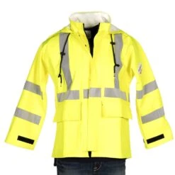 Rasco Fr Mens Hi Visibility Yellow FR Rain Jacket