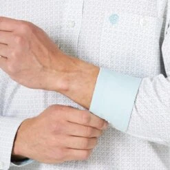 Wrangler Men's George Strait Sea Blue Printed Long Sleeve Buttondown -Western Wardrobe Sales Store MGSQ964 3