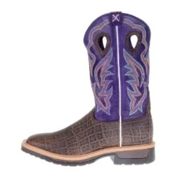 Men's Twisted X Brown Elephant Print 12in. Purple Soft Toe Work Boots -Western Wardrobe Sales Store MLCW027 03421