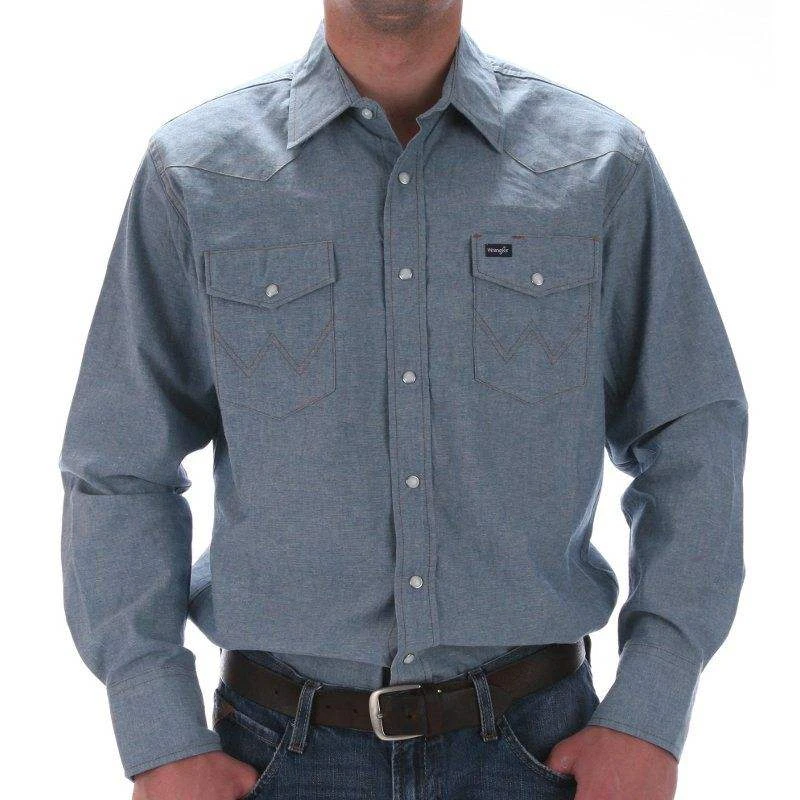 Wrangler Men's Chambray Snap Work Shirt 2 Wrangler Men's Chambray Snap Work Shirt - Image 2
