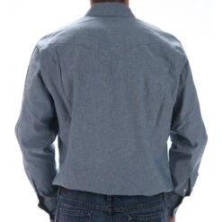 Wrangler Men's Chambray Snap Work Shirt 7 Wrangler Men's Chambray Snap Work Shirt -Western Wardrobe Sales Store MS70919 back1