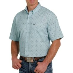 Cinch Men's ArenaFlex Blue Printed Short Sleeve Shirt -Western Wardrobe Sales Store MTW1704091 4