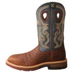 Twisted X Men`s Distressed Saddle 12` Peacock Alloy Square Toe Work Boot -Western Wardrobe Sales Store MXBA005 2