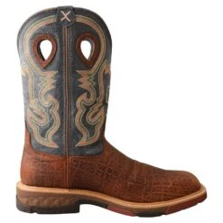 Twisted X Men`s Distressed Saddle 12` Peacock Alloy Square Toe Work Boot -Western Wardrobe Sales Store MXBA005 4