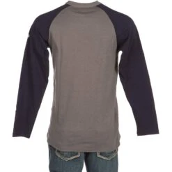 Mens FR Navy/Grey Two Tone Henley Shirt -Western Wardrobe Sales Store NGT466 4