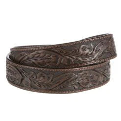 Vogt Silversmiths 1 1/2in. Saddle Brown Skived Edge Running Leaf Belt -Western Wardrobe Sales Store NRS41 084 2