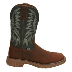 Justin Boots Men's Pecan Brown Water Buffalo 11 Forest Green Top Work Boot -Western Wardrobe Sales Store SE7401 5