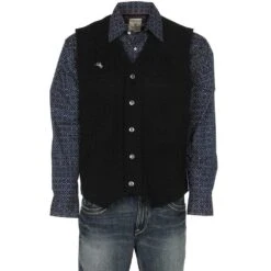 Wyoming Traders Men's Black Wyoming Wool Vest -Western Wardrobe Sales Store VCM BLK1