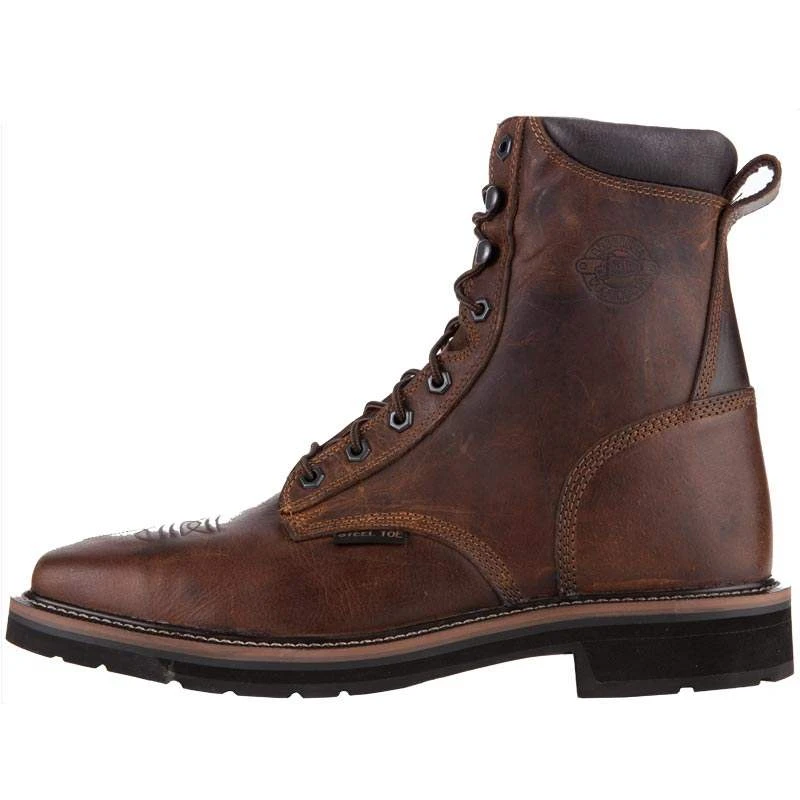 Justin Boot Company Mens Rugged Tan Steel Toe Lace Up Work Boots 2 Justin Boot Company Mens Rugged Tan Steel Toe Lace Up Work Boots - Image 2